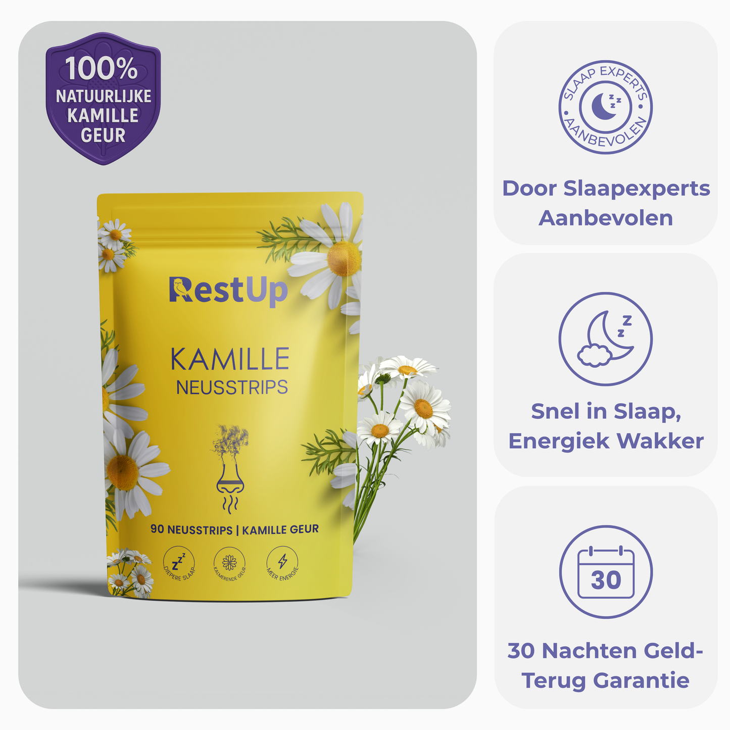 RestUp Bandelettes Nasales à la Camomille | Dormez Enfin Toute la Nuit – Naturellement & Sans Médicaments