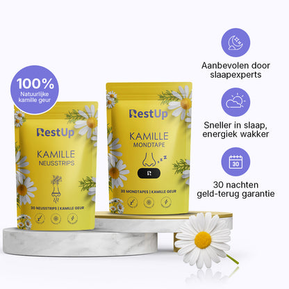 PACK PROMO | Patchs Buccaux & Bandelettes Nasales à la Camomille - Dormez Naturellement Toute la Nuit